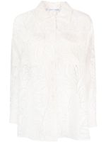 Alberta Ferretti chemise transparent à fleurs - Blanc