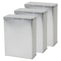 Opbergblik - 5x - zilver - 19x9x25 cm - voorraadblikken - voorraadbussen - - 3.8 liter - bewaarblik