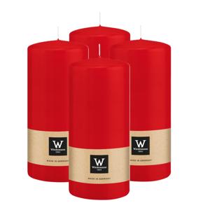 Cilinderkaars/stompkaars - 4x - rood - 15 x 7 cm - 63 branduren