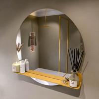 MONDIAZ SPOT spiegel rond 90cm met Spiegelplanchet kleur Ocher. MONDIAZ SPOT spiegel rond 90cm met Spiegelplanchet kleur Ocher.