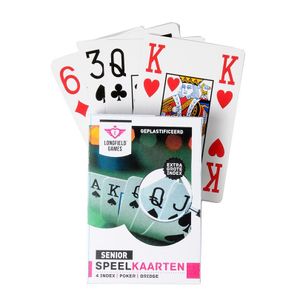 1x Senioren speelkaarten plastic poker/bridge/kaartspel   -