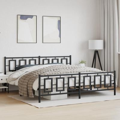 Bedframe met hoofd- en voeteneinde metaal zwart 193x203 cm