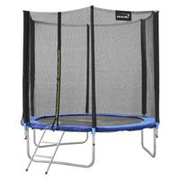 Trampoline Ø183 cm met veiligheidsnet, ladder en gevoerde stokken Blauw tot 100kg HAUKI - thumbnail