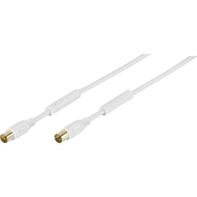 Vivanco Antenne Aansluitkabel [1x Antennebus 75 Ω - 1x Antennestekker 75 Ω] 3.00 m 110 dB Vergulde steekcontacten, Met Ferrietkern Wit