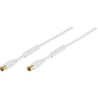 Vivanco Antenne Aansluitkabel [1x Antennebus 75 Ω - 1x Antennestekker 75 Ω] 3.00 m 110 dB Vergulde steekcontacten, Met Ferrietkern Wit