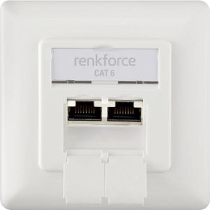 Renkforce Netwerkdoos Inbouw (in muur) Inzet CAT 6 2 poorten Zuiver wit