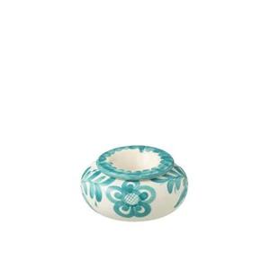 J-Line Ashtray Granada Ceramic White|Aqua Large