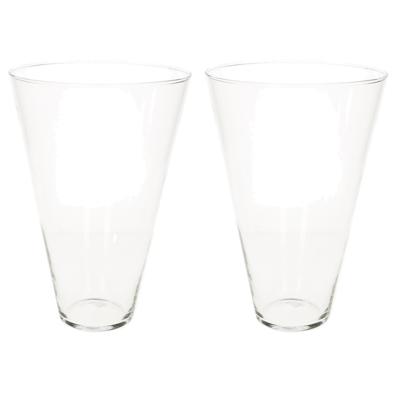 Hakbijl Glass Vaas - Set van 2x stuks - conisch - glas - transparant - 30 x 19 cm