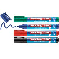 Edding 380 markeerstift 4 stuk(s) Kogelpunt Zwart, Blauw, Groen, Rood