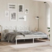 Bedframe met hoofdbord metaal wit 193x203 cm