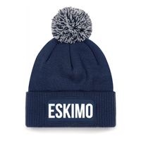 Eskimo muts met pompon unisex one size - Navy - thumbnail