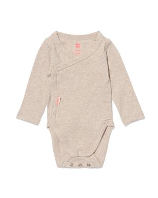 HEMA Newborn meegroei overslagromper bamboe rib zand (zand)