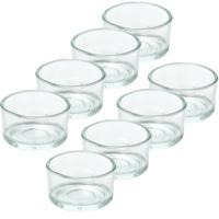 Trend Candles theelichthouder - 8x - glas - transparant - 4x3 cm - waxinelicht