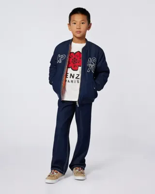 Kenzo Galaxy Embroidered Reversible Jacket Kids Donkerblauw - Maat 11/12 jaar - Kleur: DonkerblauwOranje | Soccerfanshop