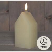 Kaars huisje wax 3d vlam 5x6x15 cm ivoor - Annas collection