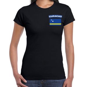 Curacao t-shirt met vlag zwart op borst voor dames