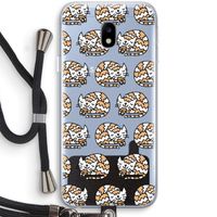 Slapende poes: Samsung Galaxy J3 (2017) Transparant Hoesje met koord