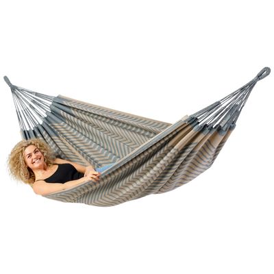 Tweepersoons hangmat - 350x160cm - Bruin - 160kg draagkracht- 100% katoen - binnen & buiten
