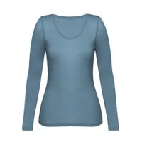 Shirt met lange mouwen van bio-zijde, rookblauw Maat: 36/38