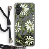 Wit bloemenpatroon: Samsung Galaxy A32 5G Transparant Hoesje met koord