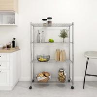 Opbergrek 4-laags met wielen 200 kg 90x35x142 cm chroomkleurig