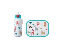 2-delige Mepal lunchset campus animal friends lunchbox + drinkfles pop-up