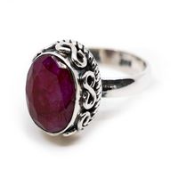 Edelsteen Ring Robijn Kwarts 925 Zilver "Amaya" (Maat 19)