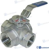 Válvula de bola acero inoxidable GS30031 - VALVULA 3 VIAS INOX 3/4""