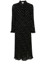 GANNI robe courte plissée à motif monogrammé - Noir GANNI robe courte plissée à motif monogrammé - Noir