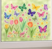 Kleurrijke vlinders en planten raamsticker