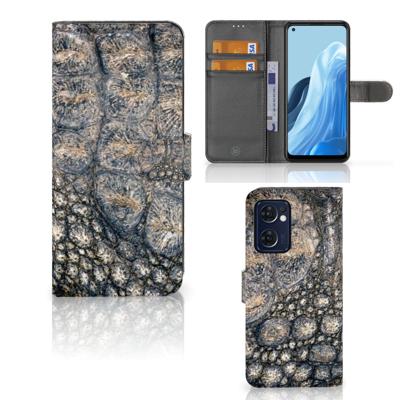 OPPO Find X5 Lite | Reno 7 5G | Telefoonhoesje | Met pasjeshouder | Krokodillenprint