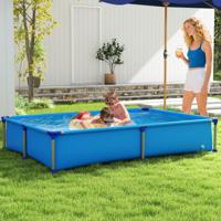Opzetzwembad Rechthoekig Buitenzwembad voor Kinderen vanaf 3 Jaar met Metalen Frame voor Tuin 228 M x 159 M x 42 CM