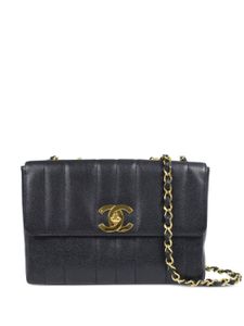 CHANEL Pre-Owned sac porté épaule Jumbo Mademoiselle à rabat (1995) - Noir