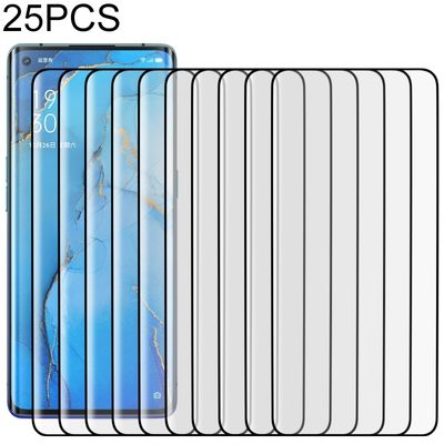 25 PC's voor OPPO Reno3 Pro 9H HD 3D Curved Edge Tempered Glass Film (Zwart)