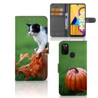 Samsung Galaxy M21 | M30s | Telefoonhoesje | Met pasjeshouder | Kitten