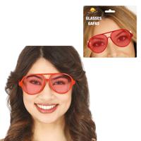 Carnaval/verkleed party bril Aviator - 2x - rood - volwassenen -Voor bij een verkleedkleding kostuum