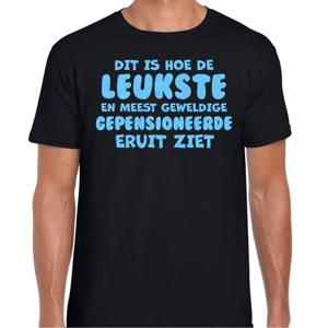 Cadeau T-shirt voor heren - leukste gepensioneerde man - zwart - glitter blauw