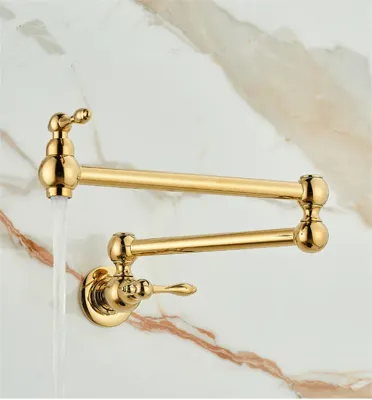 RoyalPour - Luxe Goudkleurige Uitschuifbare Pot Filler Wandkraan