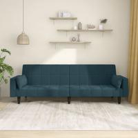 Slaapbank 2-zits met 2 kussens fluweel blauw
