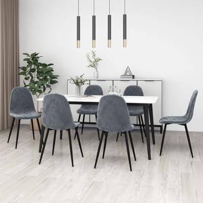Eetkamerstoelen 6 st fluweel donkergrijs