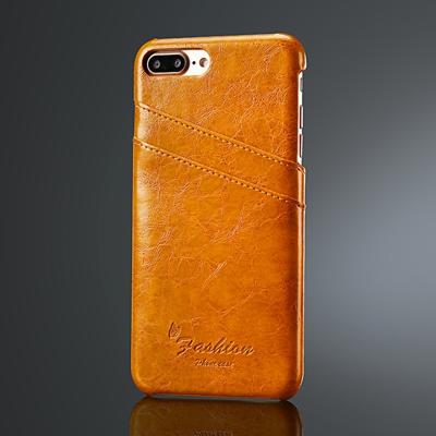 Fierre Shann retro olie Wax textuur PU lederen case voor iPhone 8 plus & 7 Plus met kaartsleuven (geel)