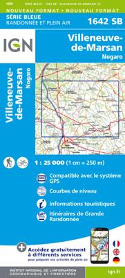 Wandelkaart - Topografische kaart 1642 SB - Serie Bleue Villeneuve-de-Marsan | IGN - Institut Géographique National