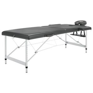 VidaXL Massagetafel met 2 zones 186x68 cm aluminium frame antraciet