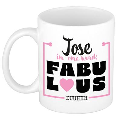Naam mok Jose - wit - Fabulous - keramiek - 300 ml - cadeau collega beker Naam mok Jose - wit - Fabulous - keramiek - 300 ml - cadeau collega beker