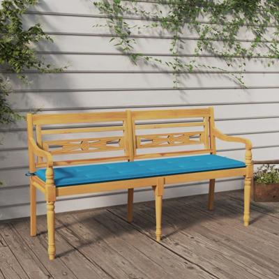 Bankje Batavia met blauw kussen 150 cm massief teakhout