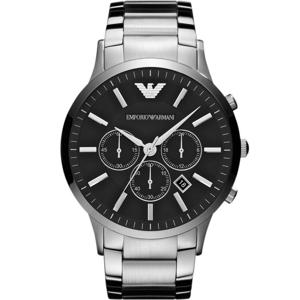 Emporio Armani AR2460 zilverkleurige chronograaf polshorloge met zwarte wijzerplaat