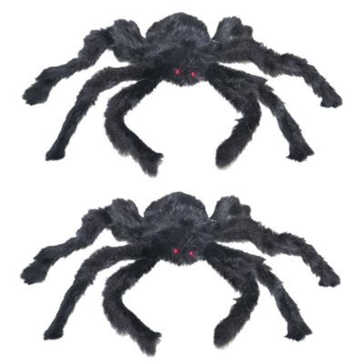 2x Horror nep spinnen zwart 28 cm