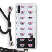 Smiley watermeloenprint: Samsung Galaxy A70 Transparant Hoesje met koord