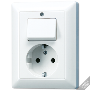 Jung AS500 combinatie wandcontactdoos met randaarde en wisselschakelaar creme AS5576EU