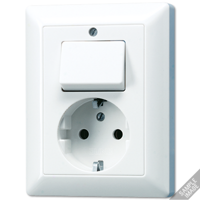 Jung AS500 combinatie wandcontactdoos met randaarde en wisselschakelaar creme AS5576EU
